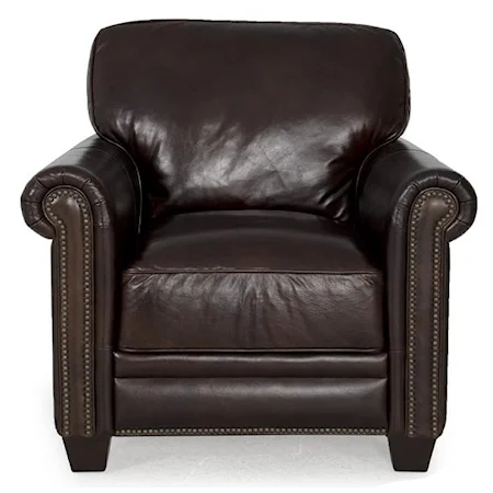 Dark Brown Leather Chair with Nailhead Trim